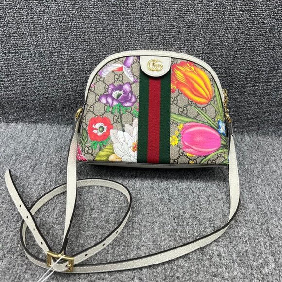Gucci Gg Ophidia Blooms Grey & Multicolor Canvas Shoulder Bag - Picture 2 of 3